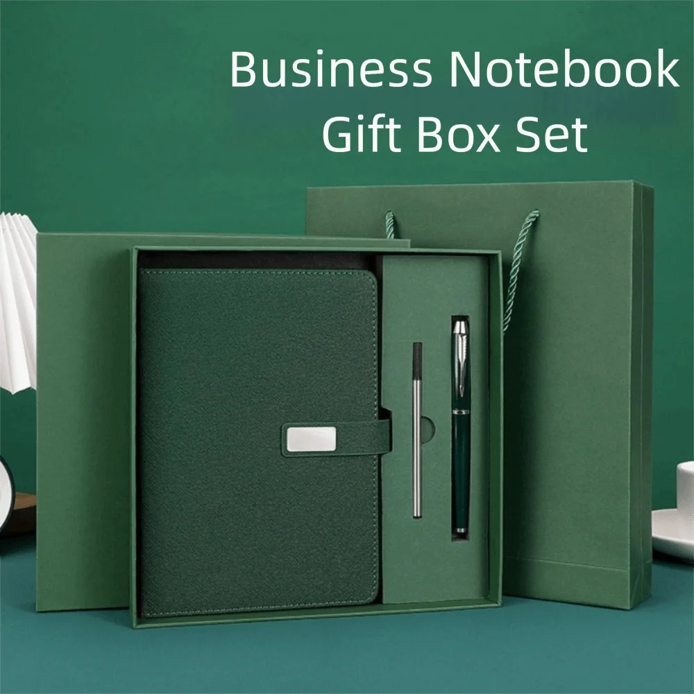 PU Leather Corporate Gifts Set Stylus Pen Refill Set Notebook Pen Set Flash Drive Customized Printing Meeting Notepad