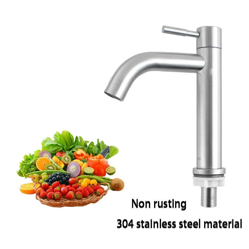 1 PC silver stainless steel washbasin faucet, vertical, 4-tap, suitable for kitchen toilet bathroom toilet