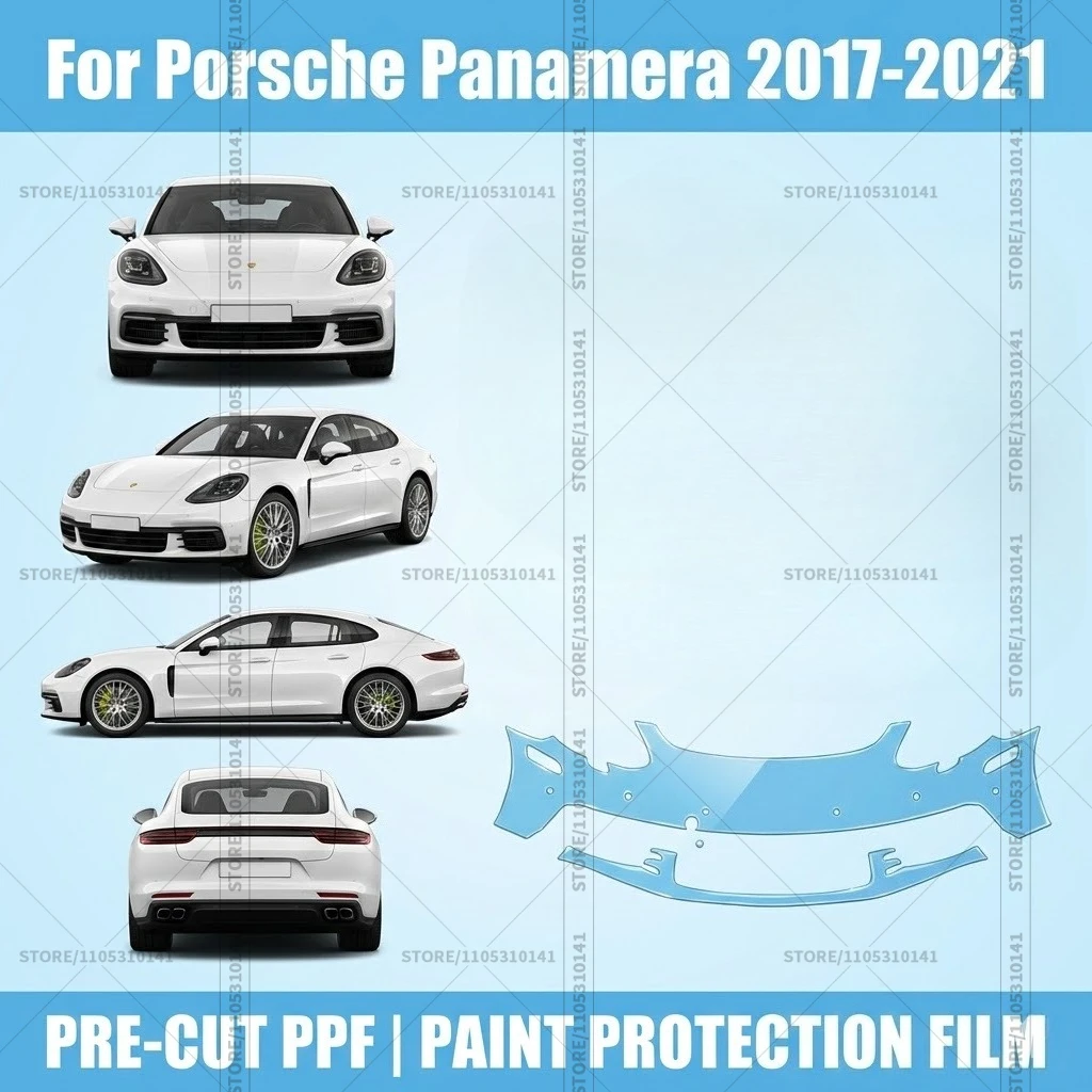 

Предварительно нарезанная защитная пленка PPF, прозрачная автомобильная пленка, профессиональная автомобильная пленка PPF для переднего бампера Porsche Panamera 2017-2021