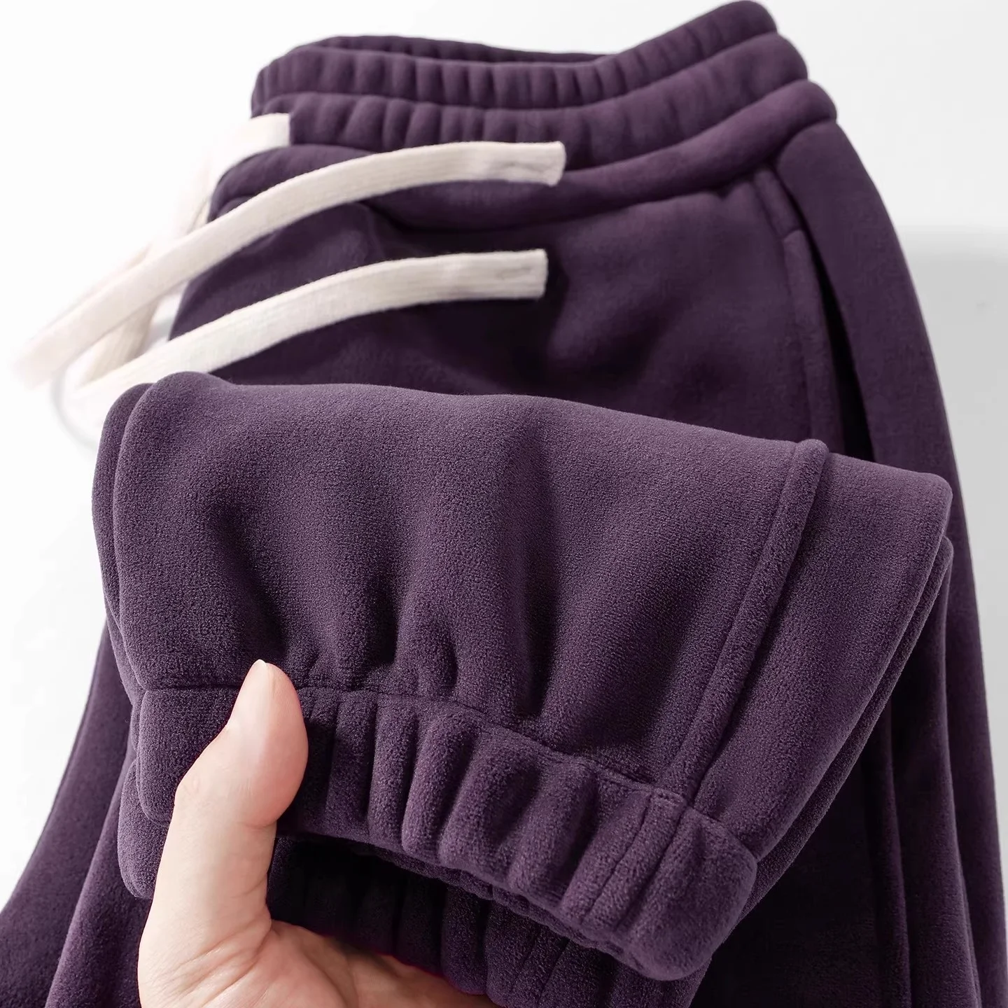 

Heavyweight Thi Double-sided Fce Dstring Pants Women's Casual Sweatpants Warm Comfortable High Waist Straight Leg Pants