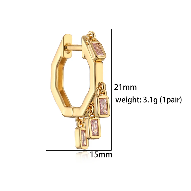 HECHENG,CZ crystal small hoop earring for women gold color rainbow Round/rectangle hoop earring Jewelry