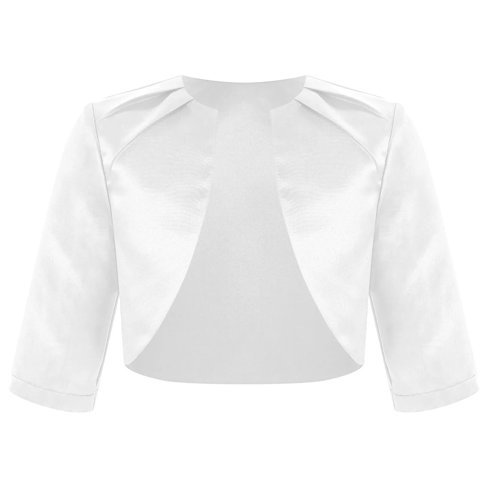 Shrug de cetim bolero feminino, xales de manga comprida, frente aberta, cardigã para crianças, jaqueta de casamento comunhão, acessório do vestido