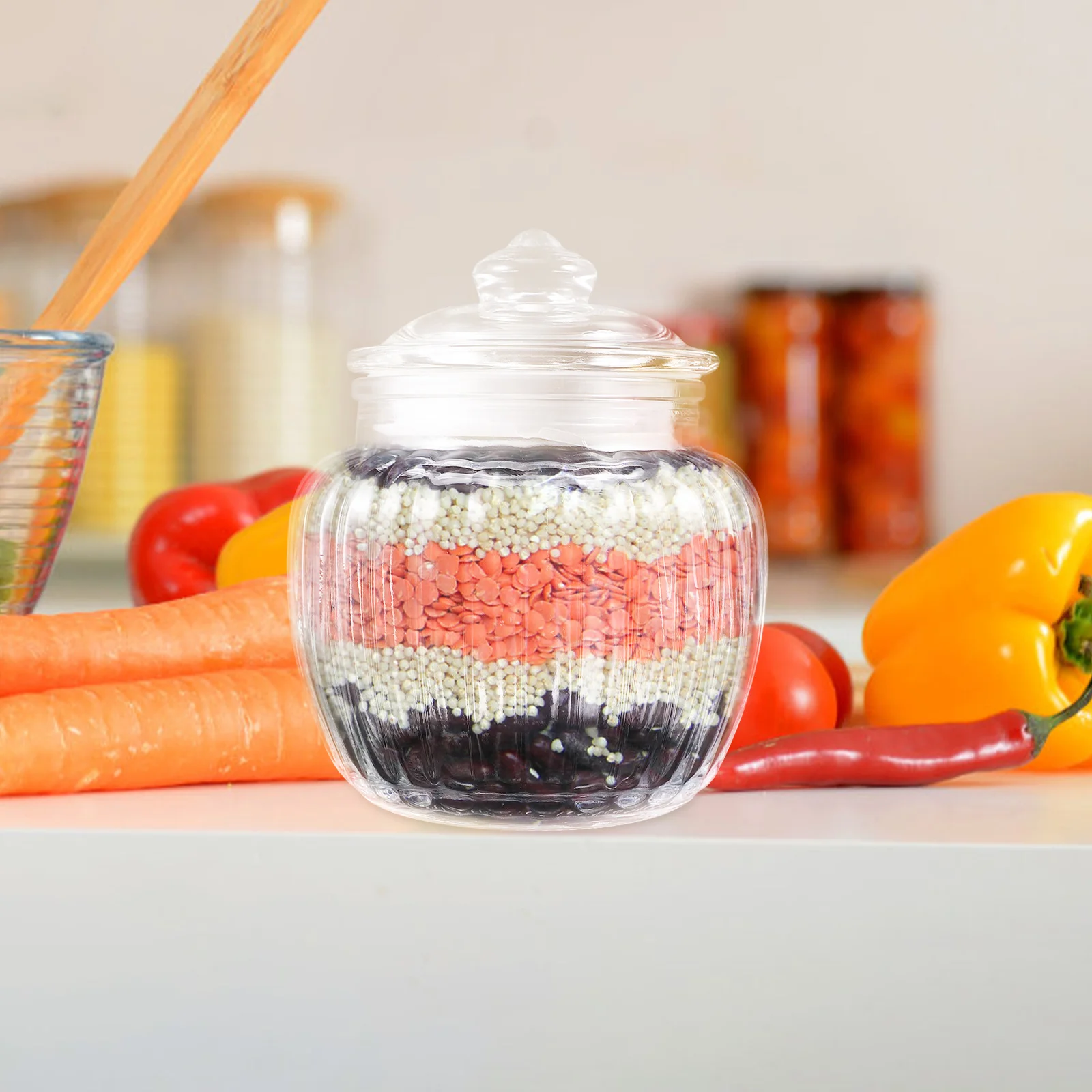 

Household Airtight Jar Multi-Functional Clear Tea Coffee Storage Canister PP Silicone Lidded Pickle Fermentation