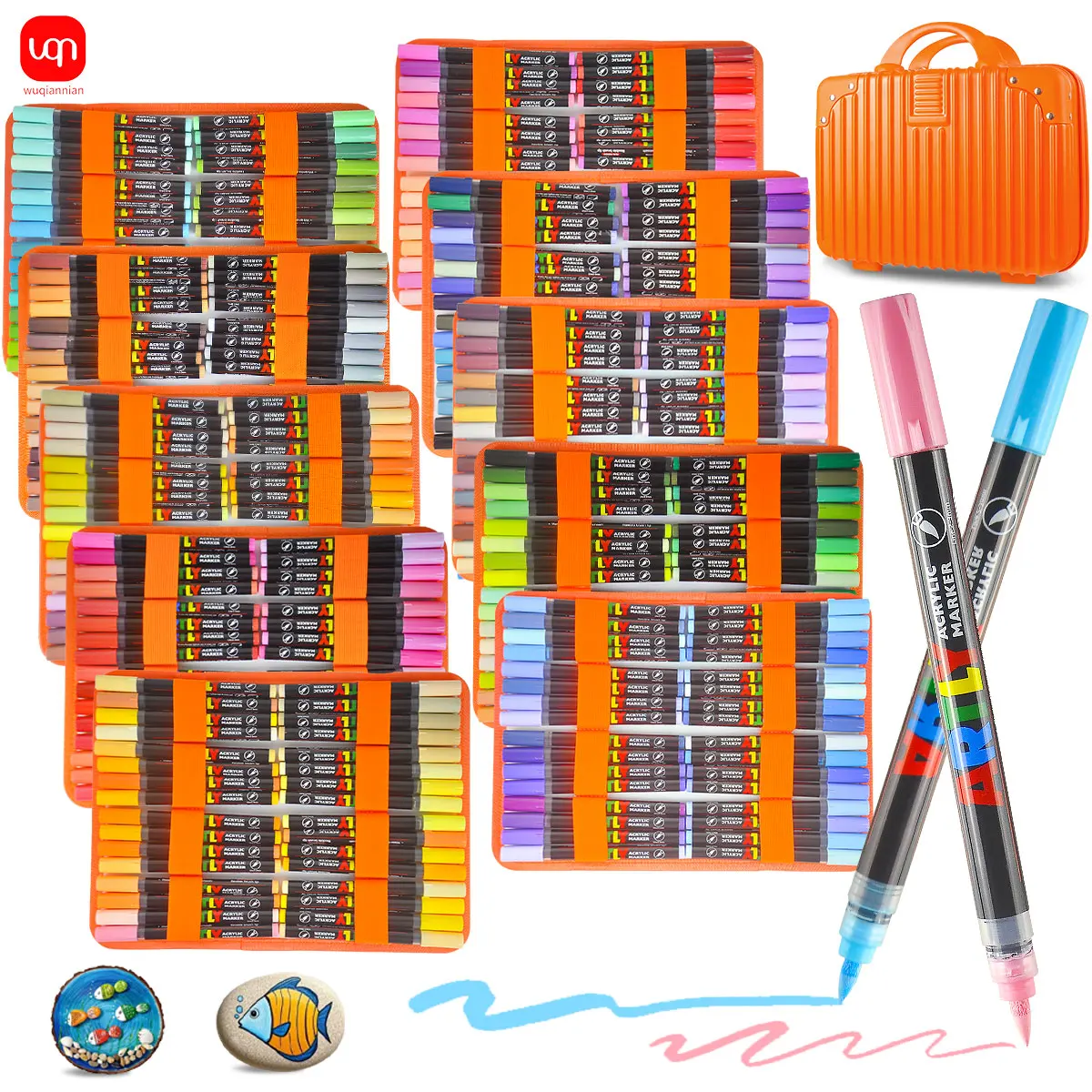 WQN-160 Colored Acrylic Handheld Marker Large Capacity Waterproof Professional Marker Set DIY Painting Graffiti Art Supplies