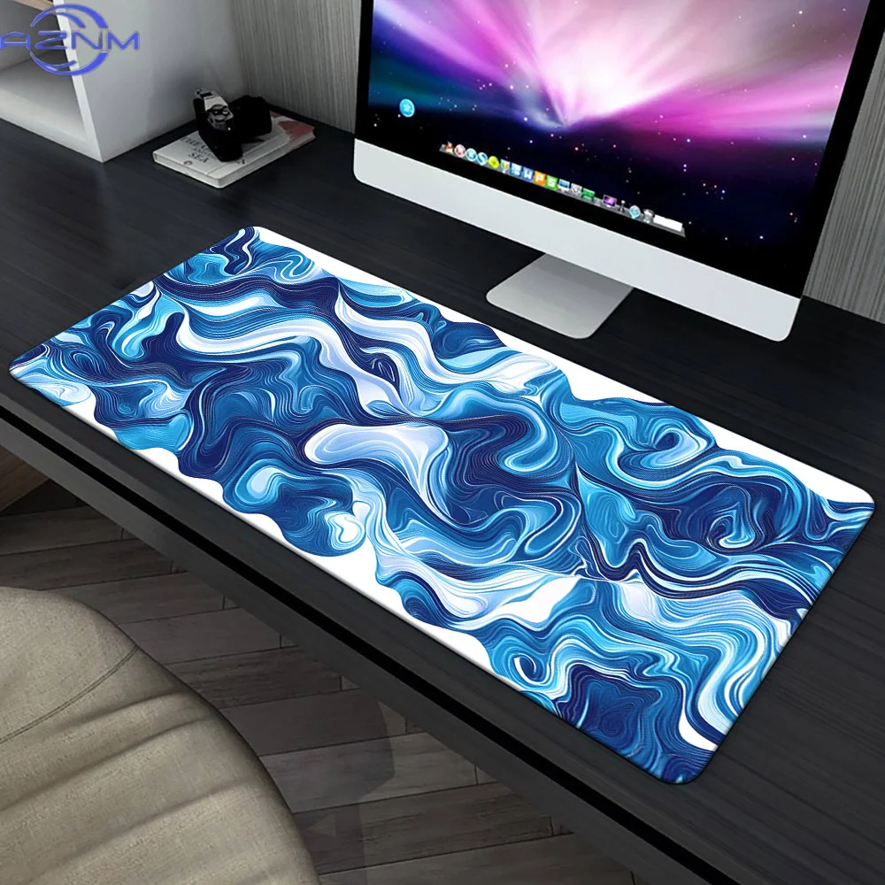 [Vibrant Appeal] Large Blue Waves Gaming Mouse Pad - Waterproof, Anti-Slip Rubber Desk Mat for PC & Laptop, Soft Office Accessor