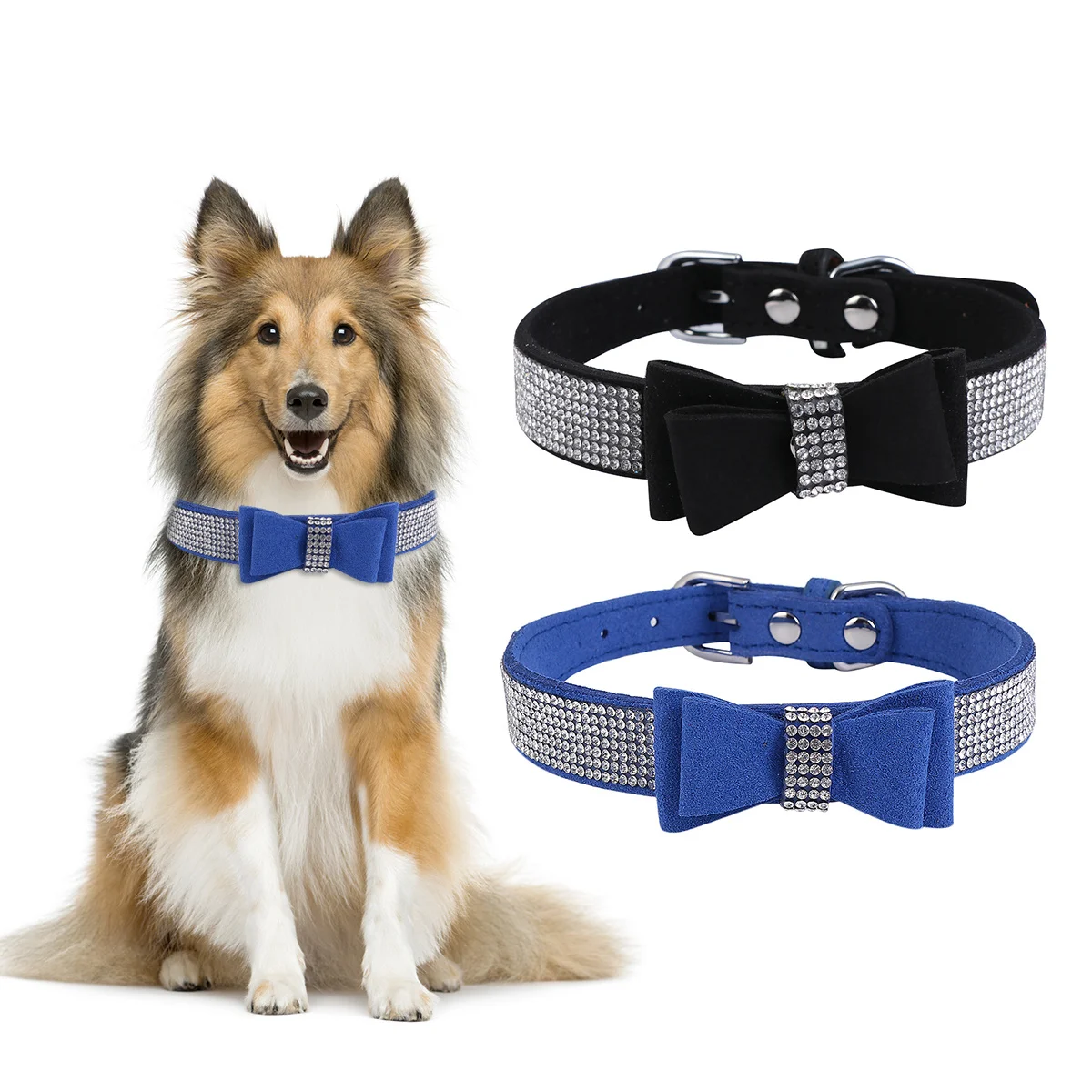 

1Pcs Drill Bow Pet Collar Comfortable Durable Cats Dark Blue Xs 30x1.5cm Stylish Photo Prop Pet Dog Collar