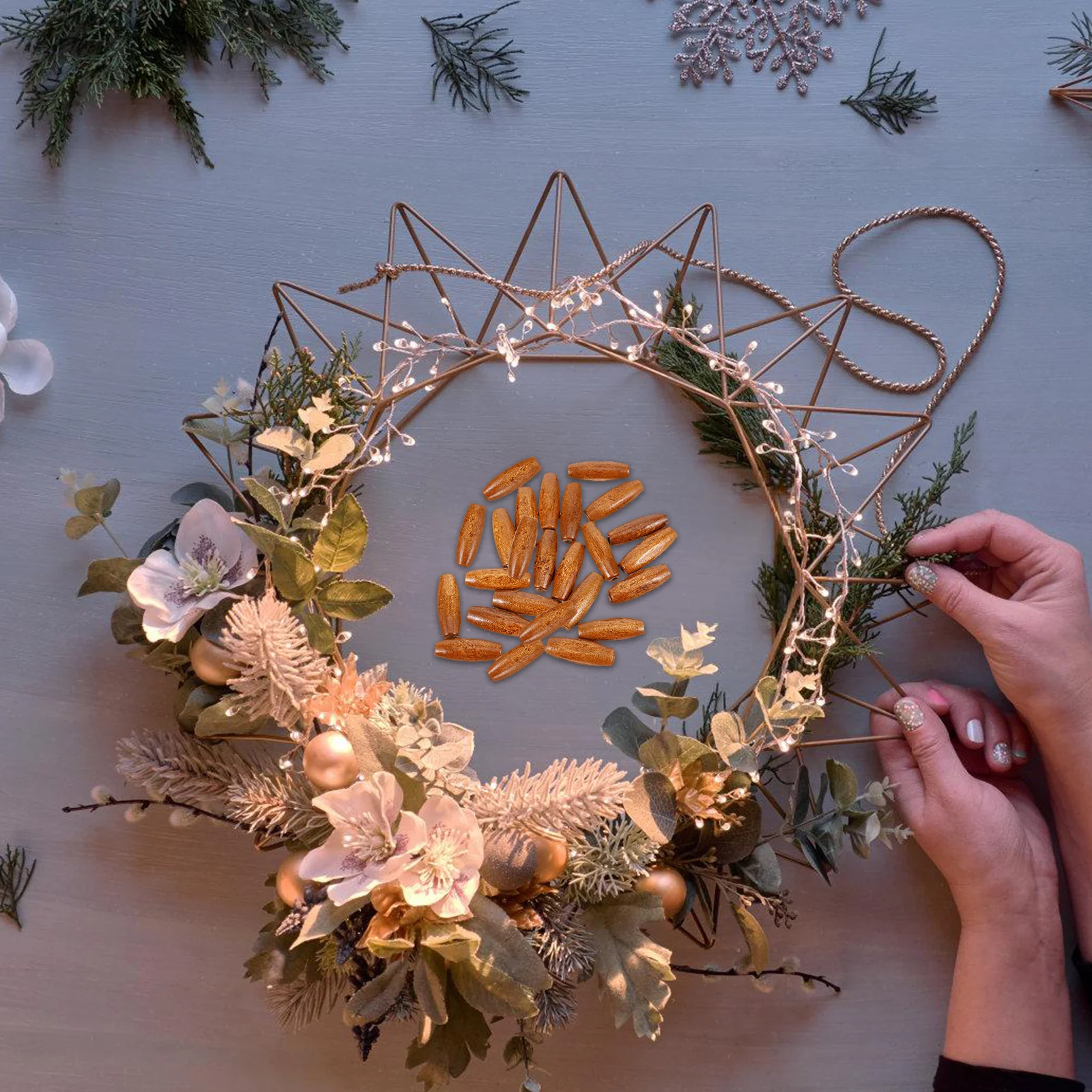 

50Pcs Oval Wood Beads Natural Wooden Oval Beads for Jewelry Making DIY Bracelet Garland Crafts Earring Making Charm