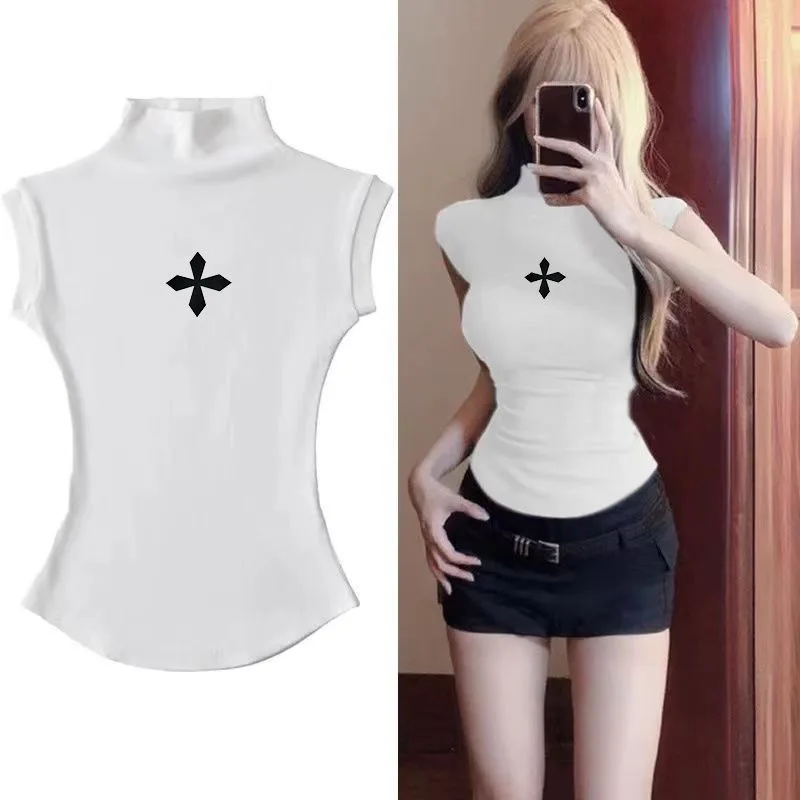 Sexy Girl Y2K Millennium Subculture T-Shirt Women's Summer Slim Fit Sleeveless Top Visual Series Shoulder Width Regular Length