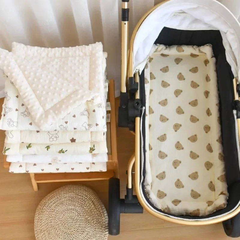 Four Seasons Baby Stroller Mat Pad Soft Breathable Pure Cotton Universal Bed Mattres for Prams Cribs Travel Nursery Stroller Mat