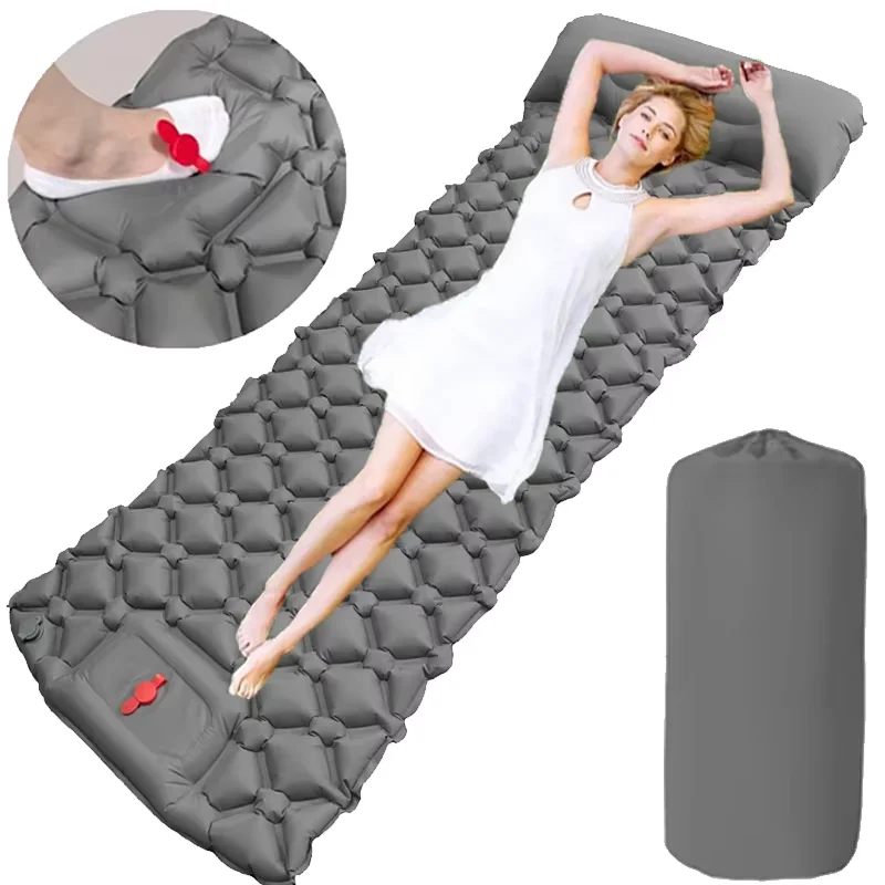 

Outdoor Sleeping Pad Camping Inflatable Mattress Built-in Pump Ultralight Air Cushion Travel Mat with Headrest for Travel Hiking