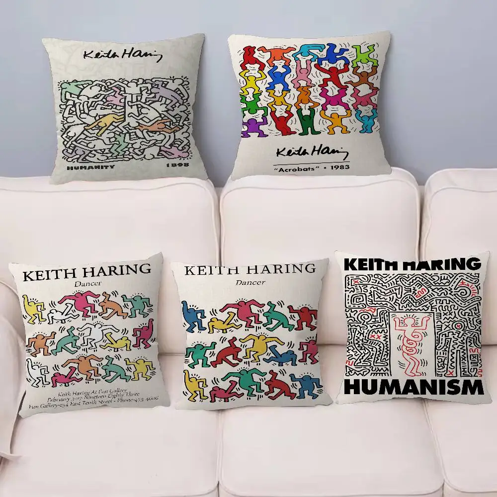 K-KeithS Artist Art H-Haring 45*45cm Cushion Cover Pillow Cover Decor Pillowcase Home Pillowcase for Couch Pillow