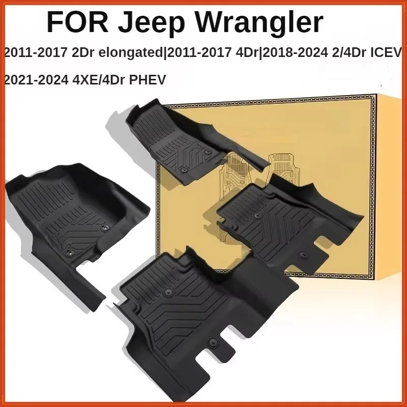 TPE Floor Mats For JEEP WRANGLER 2011-2024 ICEV Hybrid Waterproof Anti-Slip Custom Fit All-Weather Full Coverage Accessories
