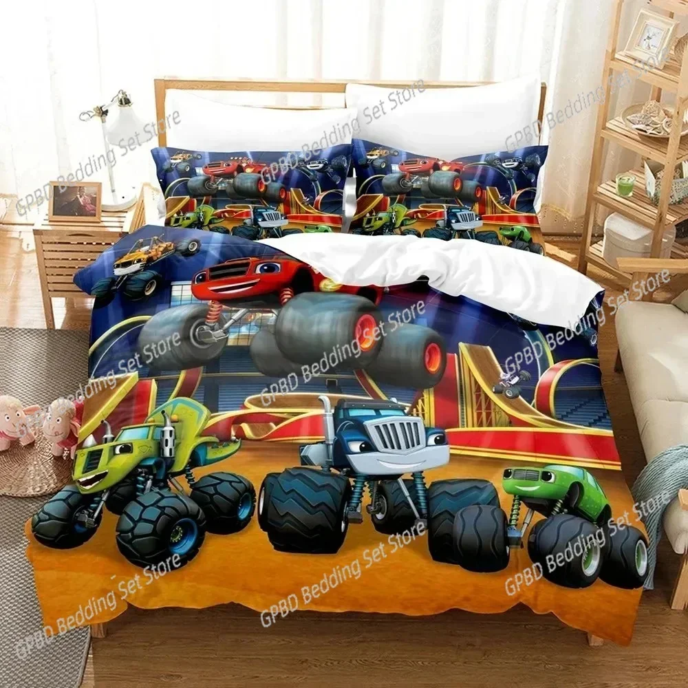 

Luxury New 3D Print Blaze N Monster Machines Bedding Set Cartoon Duvet Cover Full Queen King Adult Boys Bedclothes Quilt Cover