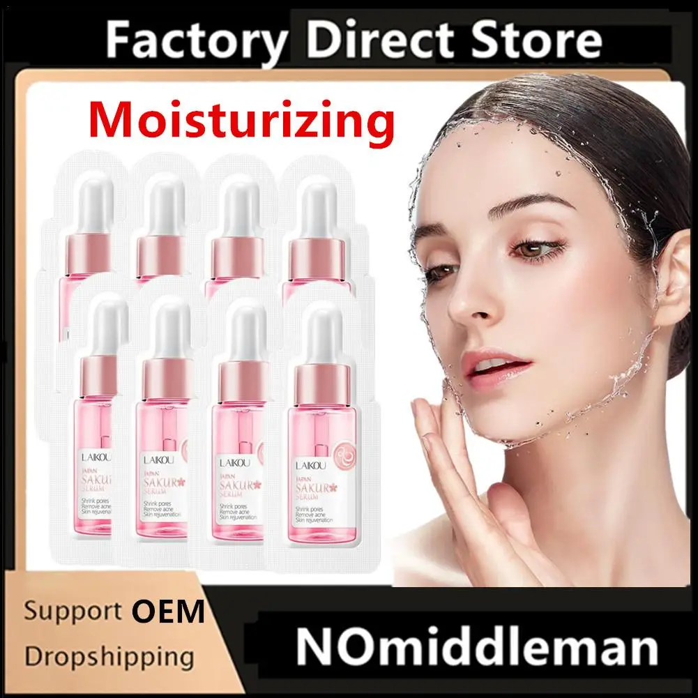 8Pcs Moisturizing Sakura Face Seurm Essence Hyaluronic Acid Moisturizing Skin Nourishing Serum Skin Care 1ml Travel Size Hot