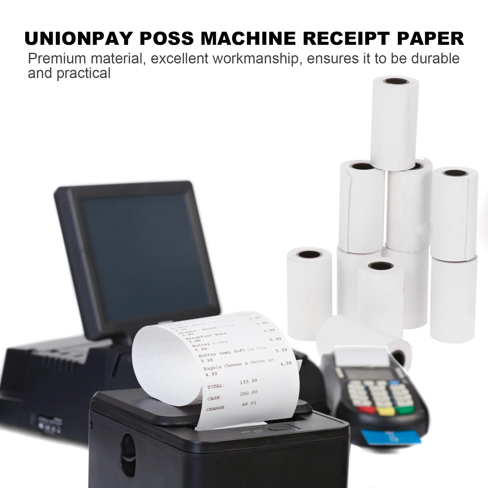 

10 Rolls Cash Register Paper Printer Rolls Smooth Surface Thermal Printer Paper Printing Supermarket Home Office