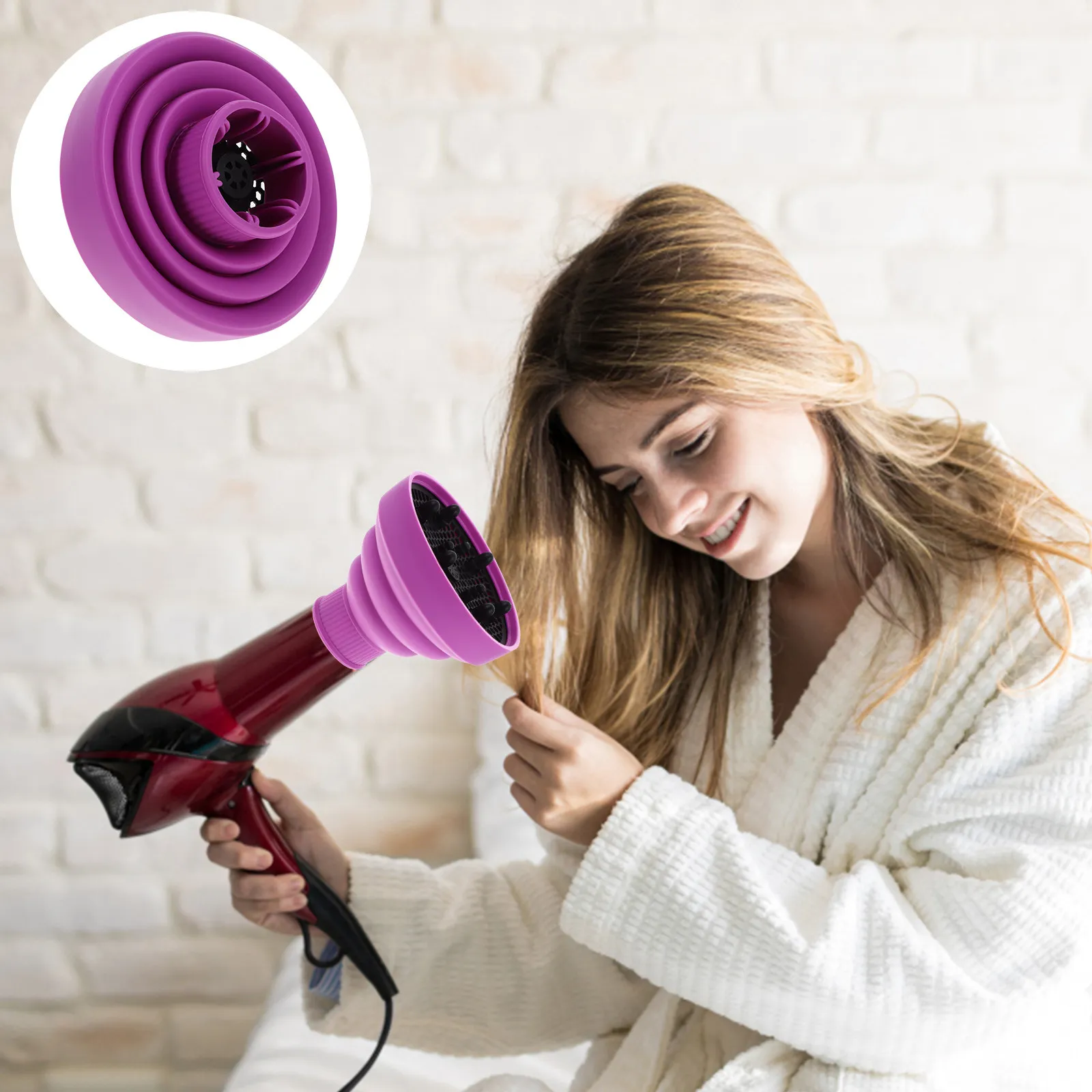 Silicone Hair Dryer Diffuser Purple Retractable Design for Blow Dryer Compatible with Most Dryers Home Salon Hair Styling Tool
