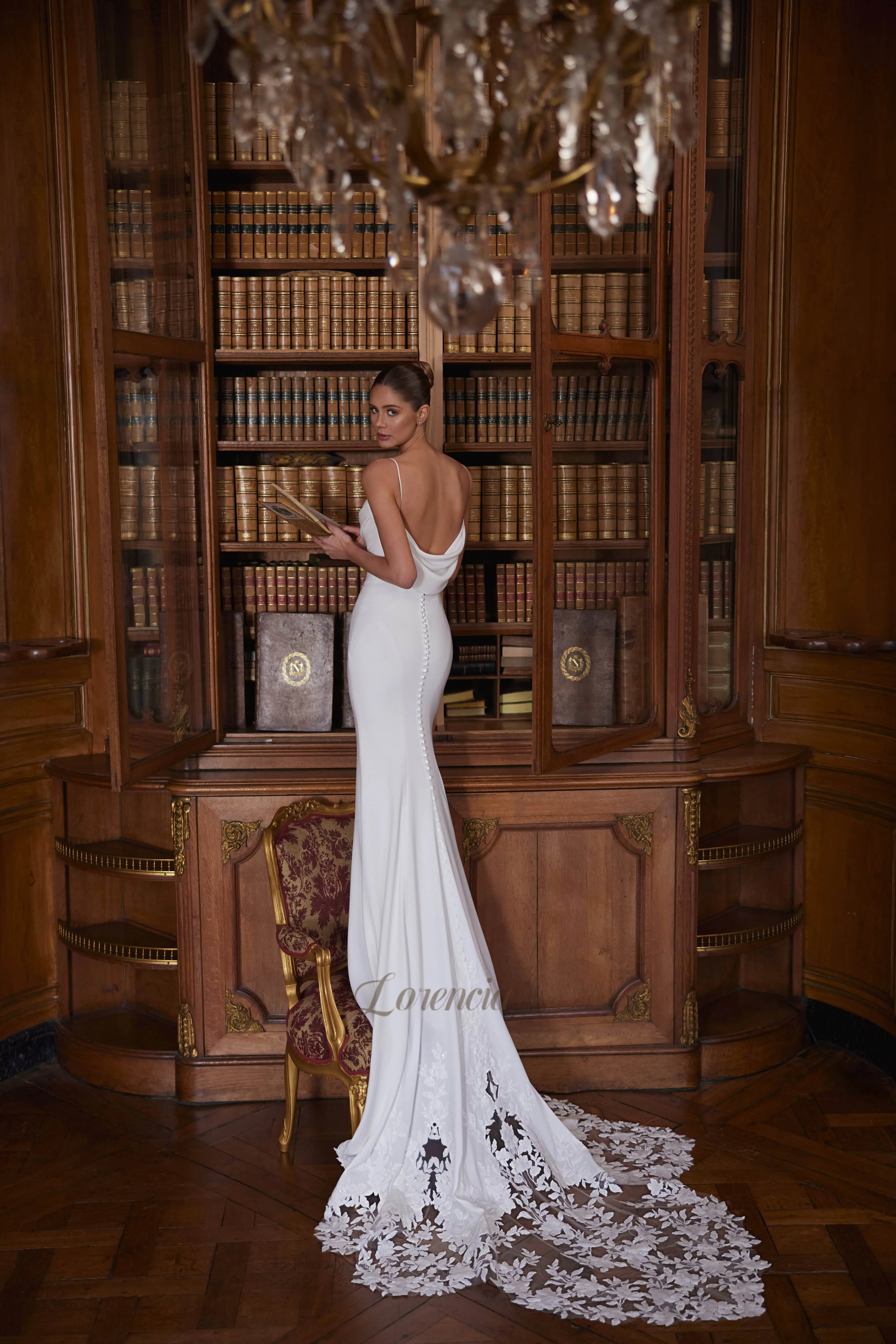 Lorencia Strapless Crepe Mermaid Wedding Dresses Spaghetti Straps Appliqued Fitted Bridal Gowns Customized Backless Bride Dress