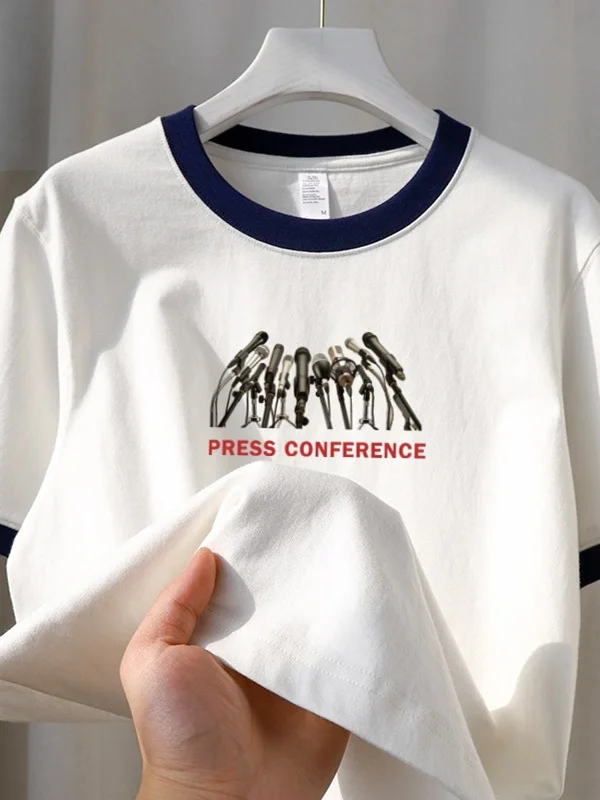 

Trendy Cotton Casual ex American Sle T-irt Color Blo Print Loose Fit ort Sve round Ne Top for Summer