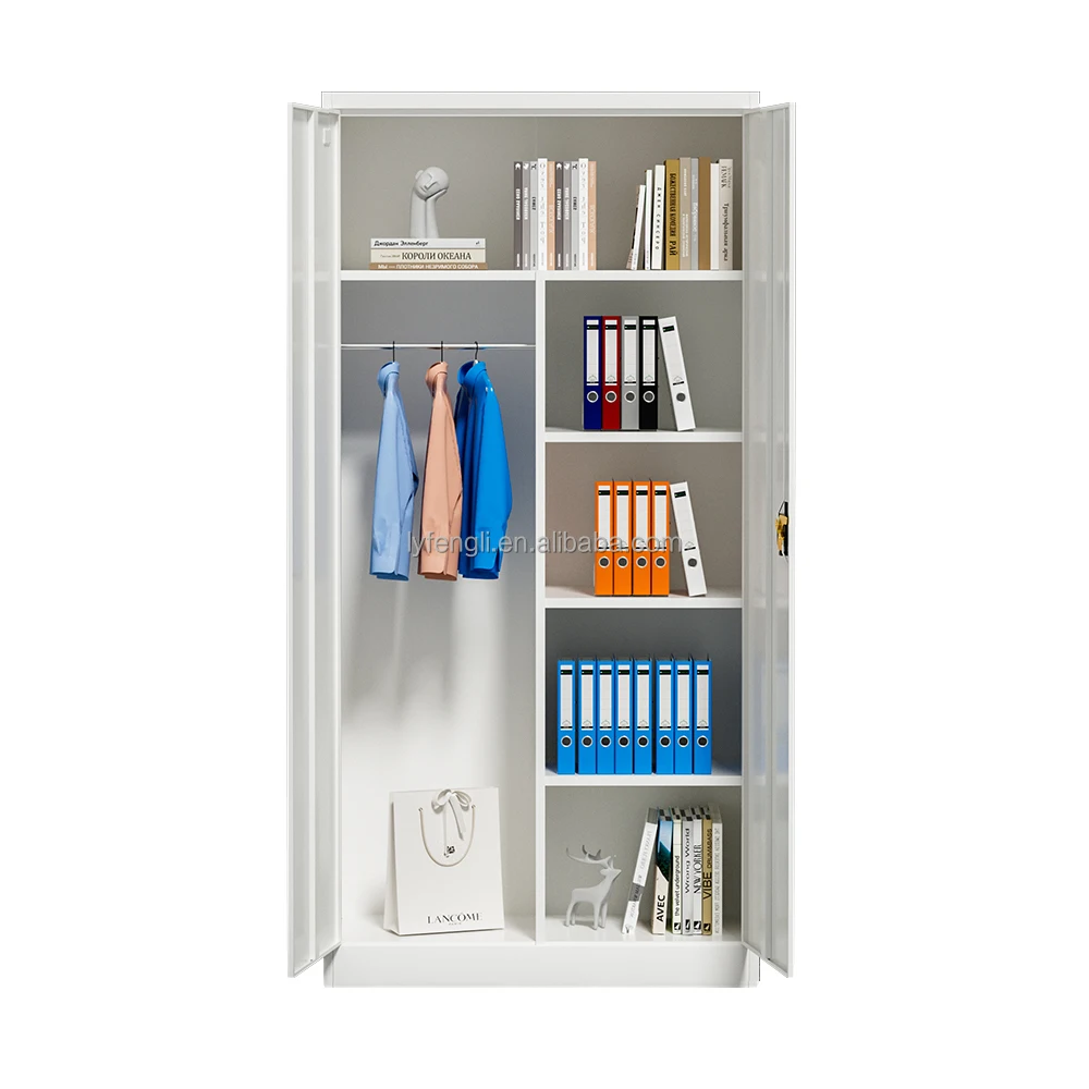 

Modern Iron Swing 2-Door Filing Cabinet Adjustable Partition Storage for Office School Workshop Gym Supermarket Dining Use