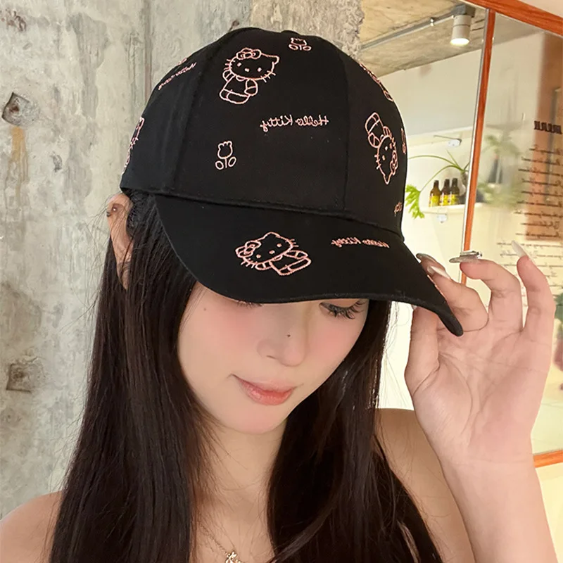 

Miniso Sanrio genuine authorized full embroidered Katie Cat Baseball Cap New Cute Cartoon Casual versatile baseball cap