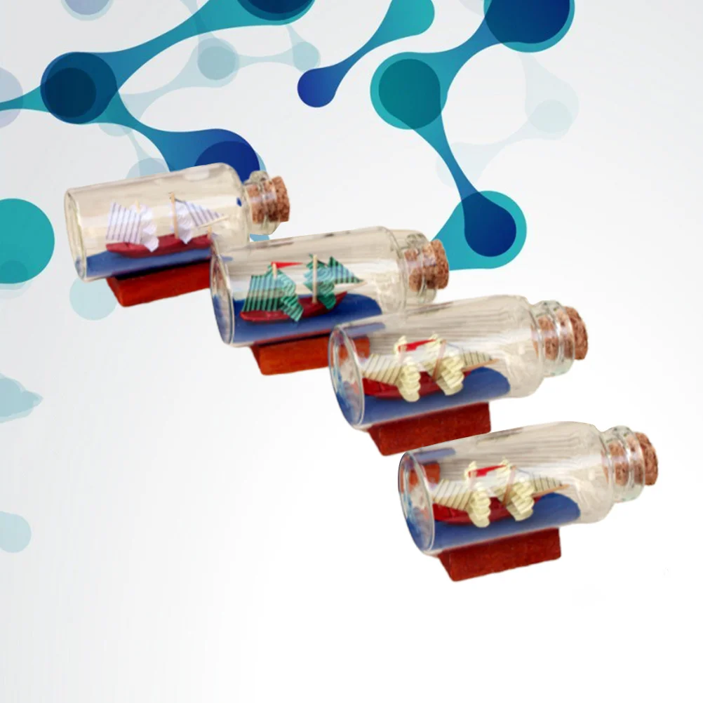 

4Pcs Wishing Bottle Material Tabletop Ornament Desktop Decor Ideal Home Office Random Color 27x27x59mm