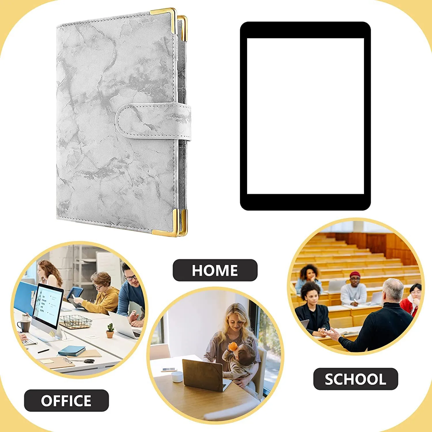 B63B-A6 Budget Binder,Leather Ring Binder Notebook With 12 Clear Cash Envelopes Pockets And 12 Expense Budget Sheet