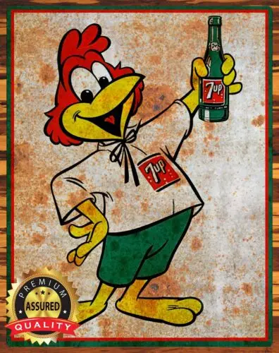 7-Up - Fresh-Up Freddie - 1957 - Distressed Look - Rare - Metal Sign