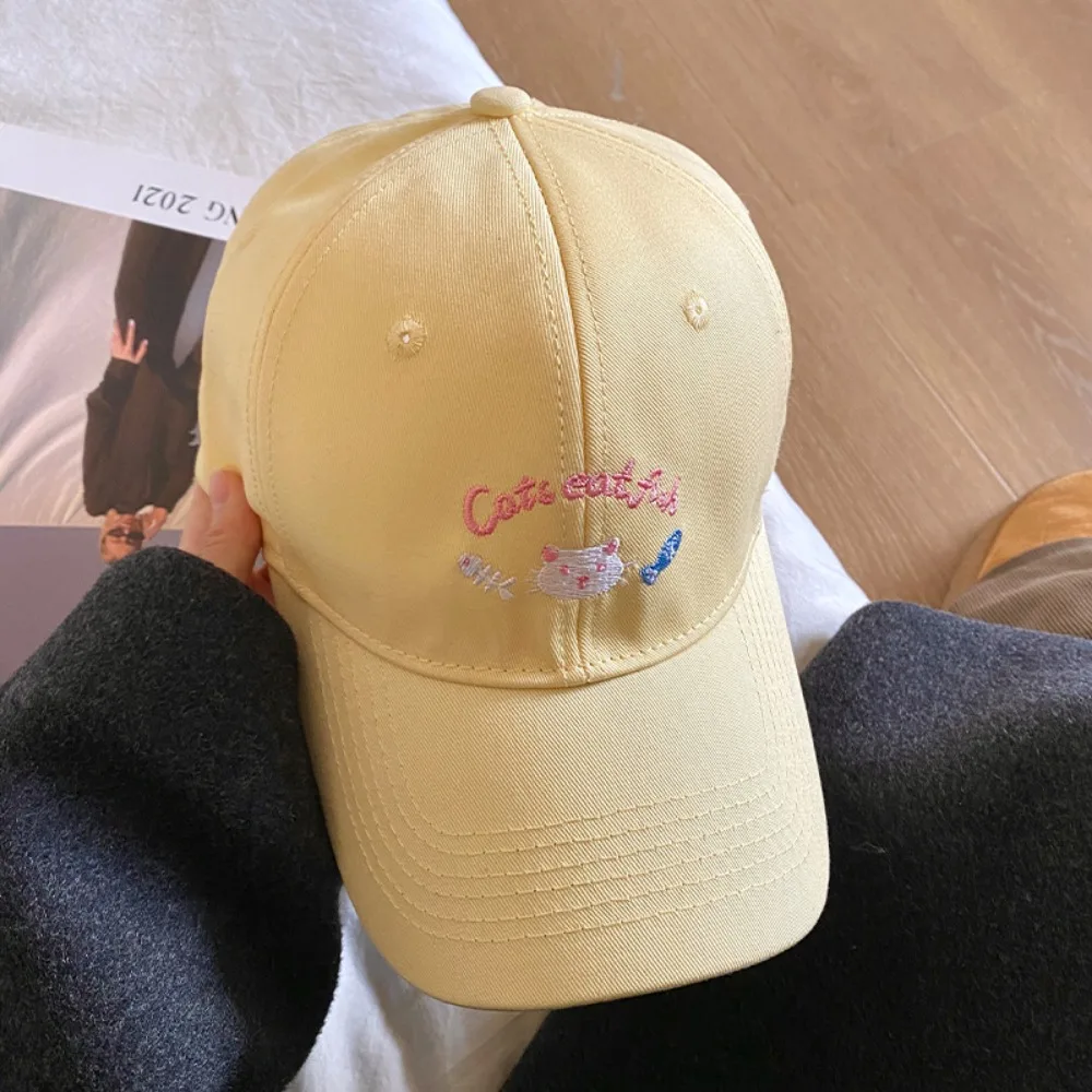 

Apparel Accessories Embroidery Cat Cartoon Baseball Cap Casual Soft Sunshade Hat Japanese Style Cute Peaked Cap Girls