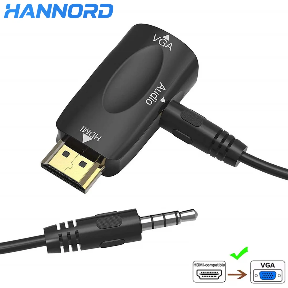 

Hannord HDMI-compatible to VGA Converter Cable HD 1080P Digital Adapter with Audio Headphone Jack for Xbox360 DVD PS3 PC TV Box