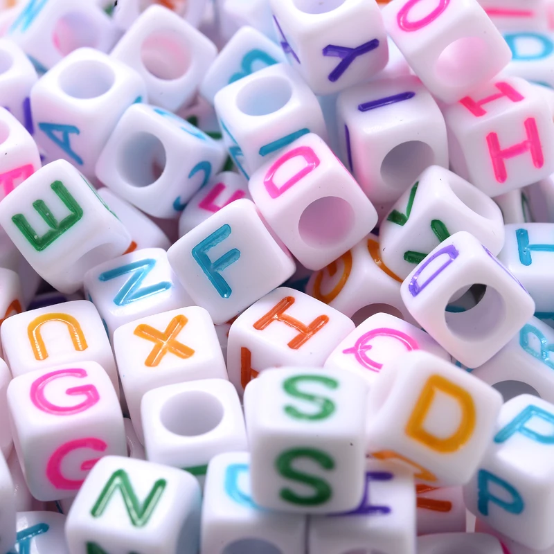 100-500Pcs 6x6mm Mixed Alphabet Letter Beads Acrylic Spacer Losse Beads for DIY Making Jewelry Handmade Bracelets Accessories