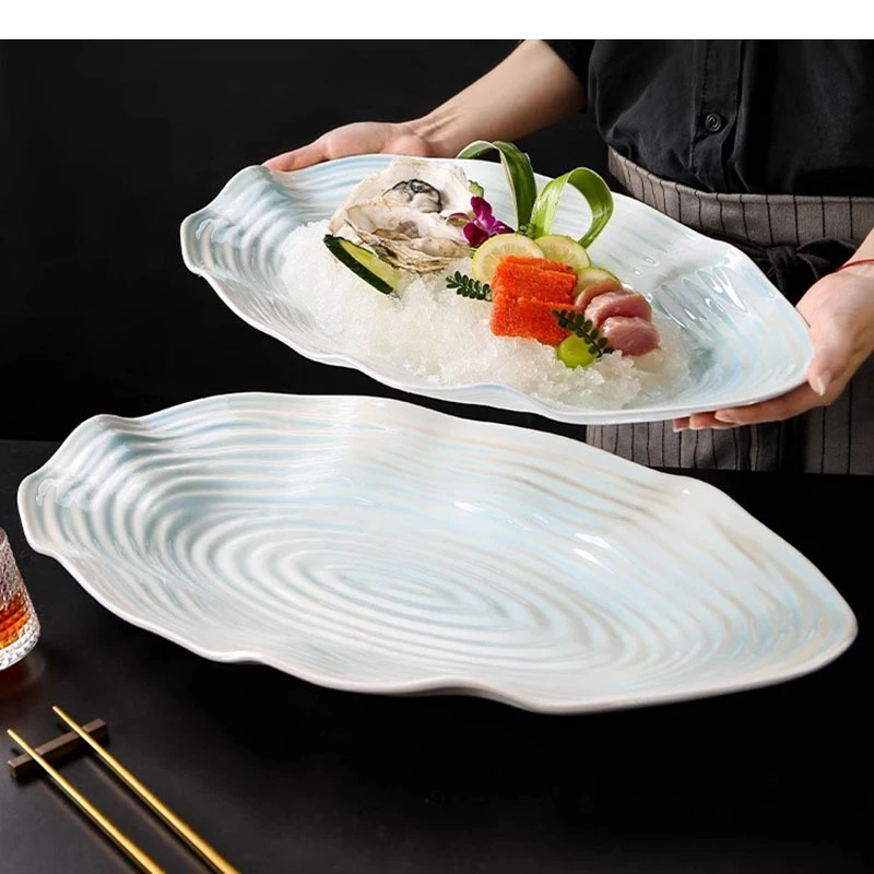 Irregular Ceramic Dinner Plate Restaurant Sashimi Seafood Fish Plates Dessert Specialty Tableware