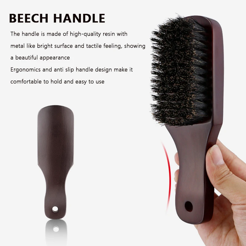 Picture 5: Hair Brush Wood Handle Boar Bristle Beard Comb Styling Detangling Straighten Brown Boar Bristles Massage Comb