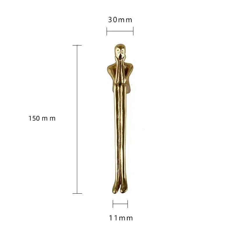 Brass Handle Nordic Modern Simple  Cabinet DrawerWardrobe Door Luxury Humanoid Copper Cabinet Creative Long Handle Drawer Knobs