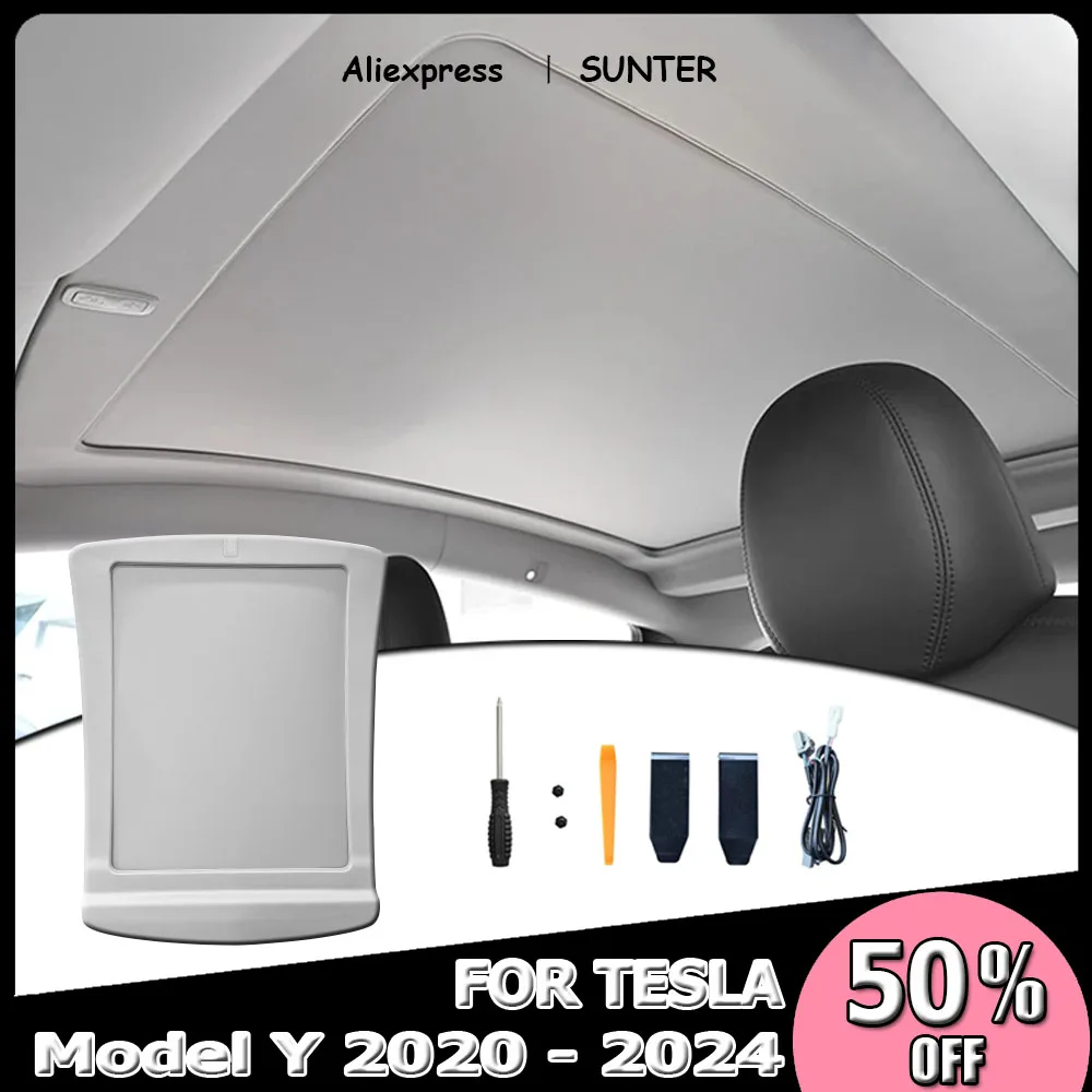 Electric Sunshade for Tesla Model Y 2024 2023 2022 Integrated Car Sunroof Shade Retractable Sun Visor Interior Modificati Parts