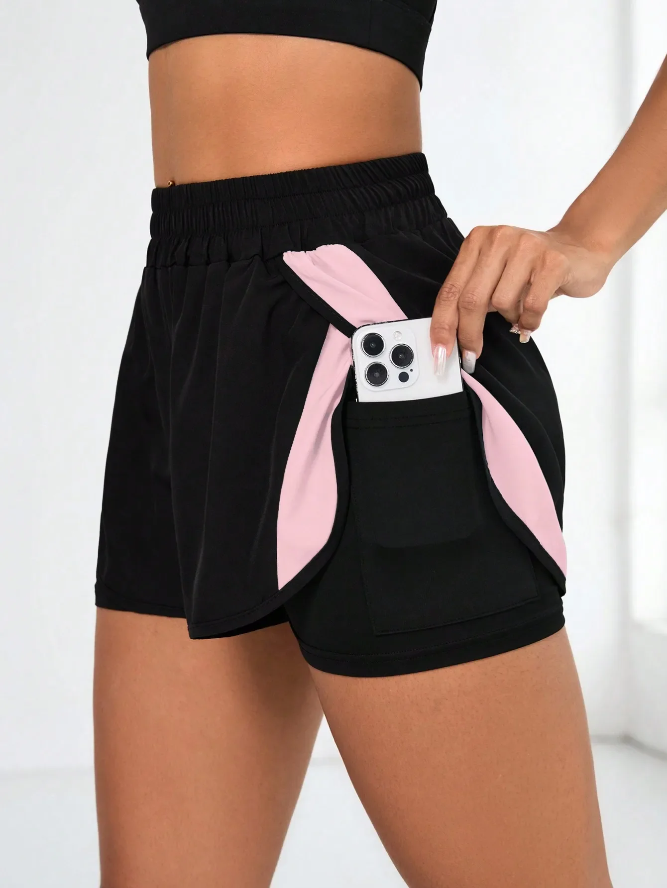 

Women's Color Block Splice Sports Shorts Tennis Shorts For Women White Running Shorts