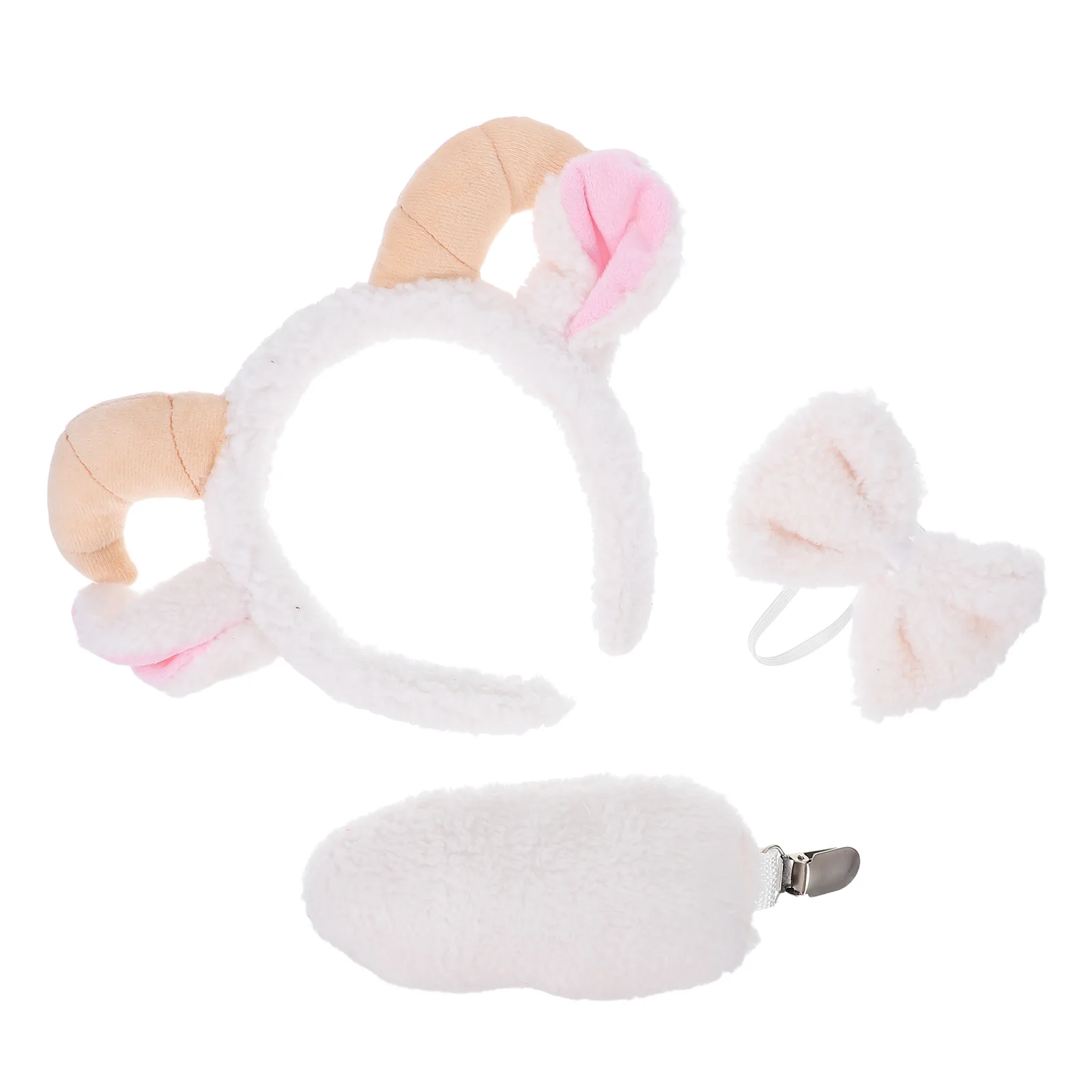

1Set Lamb Ear Headband and Tail Set Cute Youthful Design for Themed Parties Spring Festival Costume Kids Adult Wear Elastic