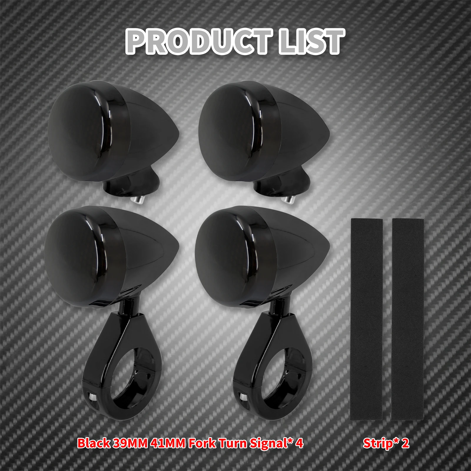 Motorcycle 4PCS Front Rear LED Turn Signal Light 39~41mm Fork Lamp For Harley Dyna Bobber Sportster XL1200 883 Fat Bob FXDF FXDB