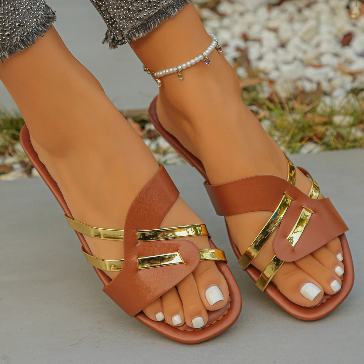 Women's Slippers New Summer Style Braided Versatile Casual Sandals Soft Sole Women's Flip Flop Women's Sandals Zapatos De Mujer