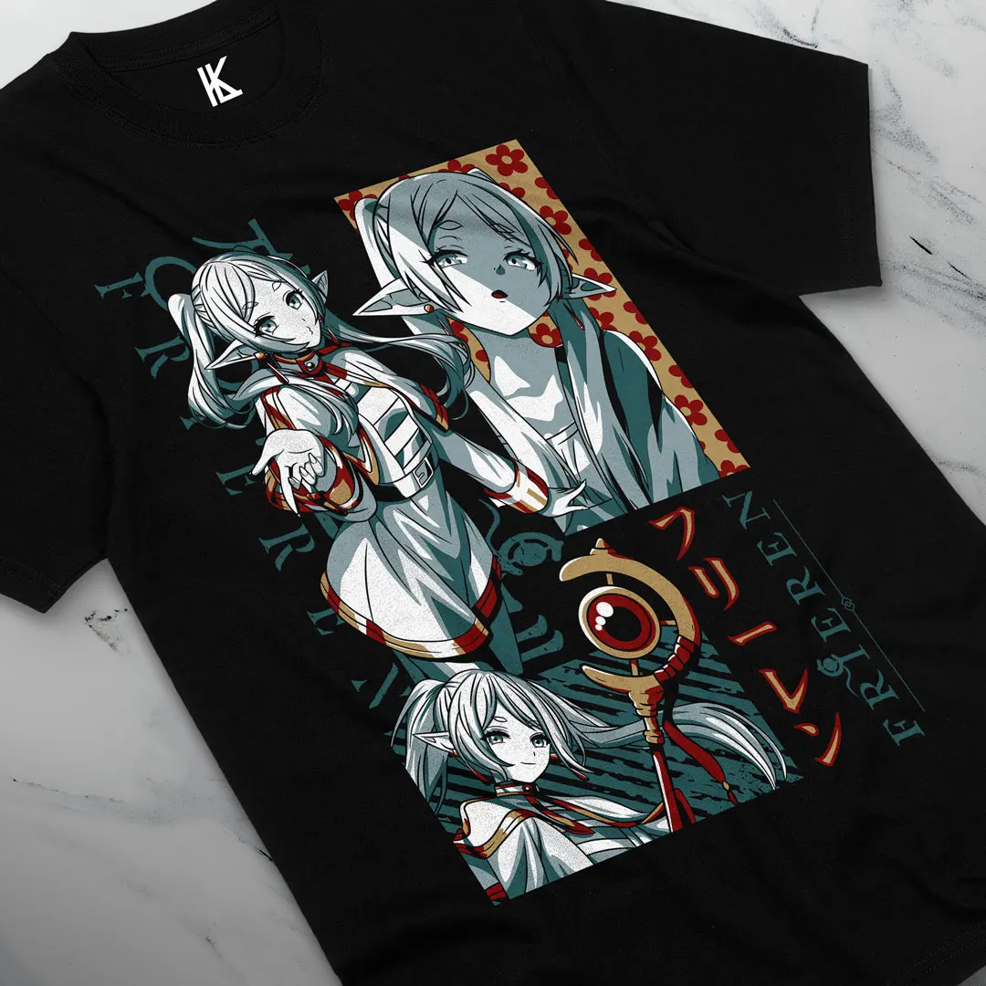 تي شيرت Frieren Beyond Journey's End Fern Stark Girl Anime Gifts قميص جميع المقاسات من القطن