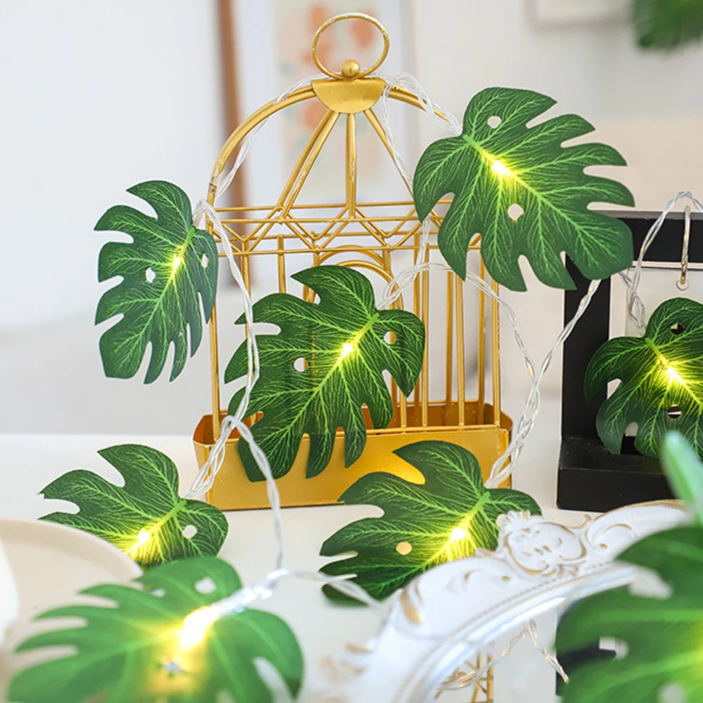 

10/20 Leds Monstera Leaves LED String Lights Artificial Leaf Light 1.5m 3m Hanging Vine Party Garden Christmas Home Decorations