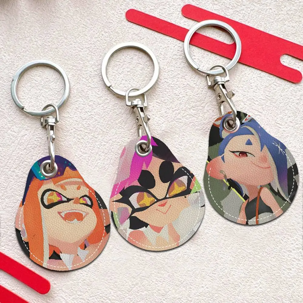 S-Splatoon-Three Water Drop Access Card Case Anti-lost Fingerprint-proof Card Holder Keychain Anti-fall Accessories
