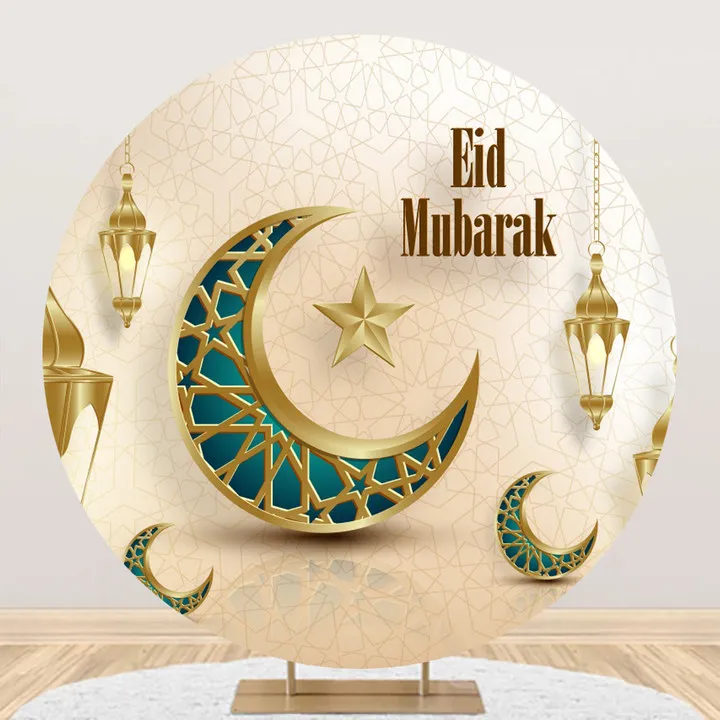 

Eid Mubarak Decoration Elastic Round Circle Backdrop For Photography Photo Background Cover Kids Party Deco Photozone Dekoration