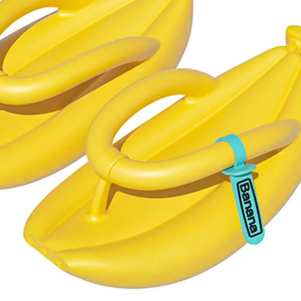 1 Paar Sommer-Hausschuhe, Cartoon, rutschfest, Stoßdämpfung, dicke Sohle, zum Gehen, weich, für Zuhause, Paar, lustige Bananen-Flip-Flops – Detail 17