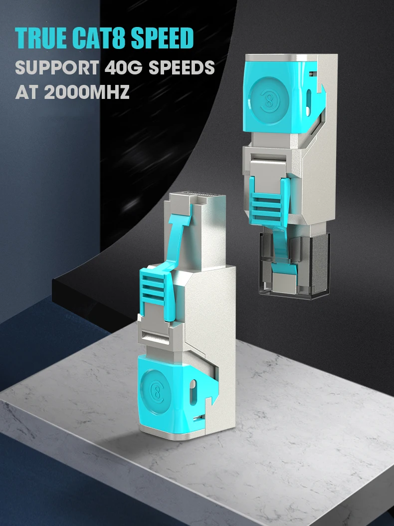 ZoeRax Cat8 Cat7 Cat6A RJ45-Stecker 40Gbps Abgeschirmter Ethernet-Stecker Werkzeugfreie Verbindung für 22-26AWG STP-Kabel – Detail 1