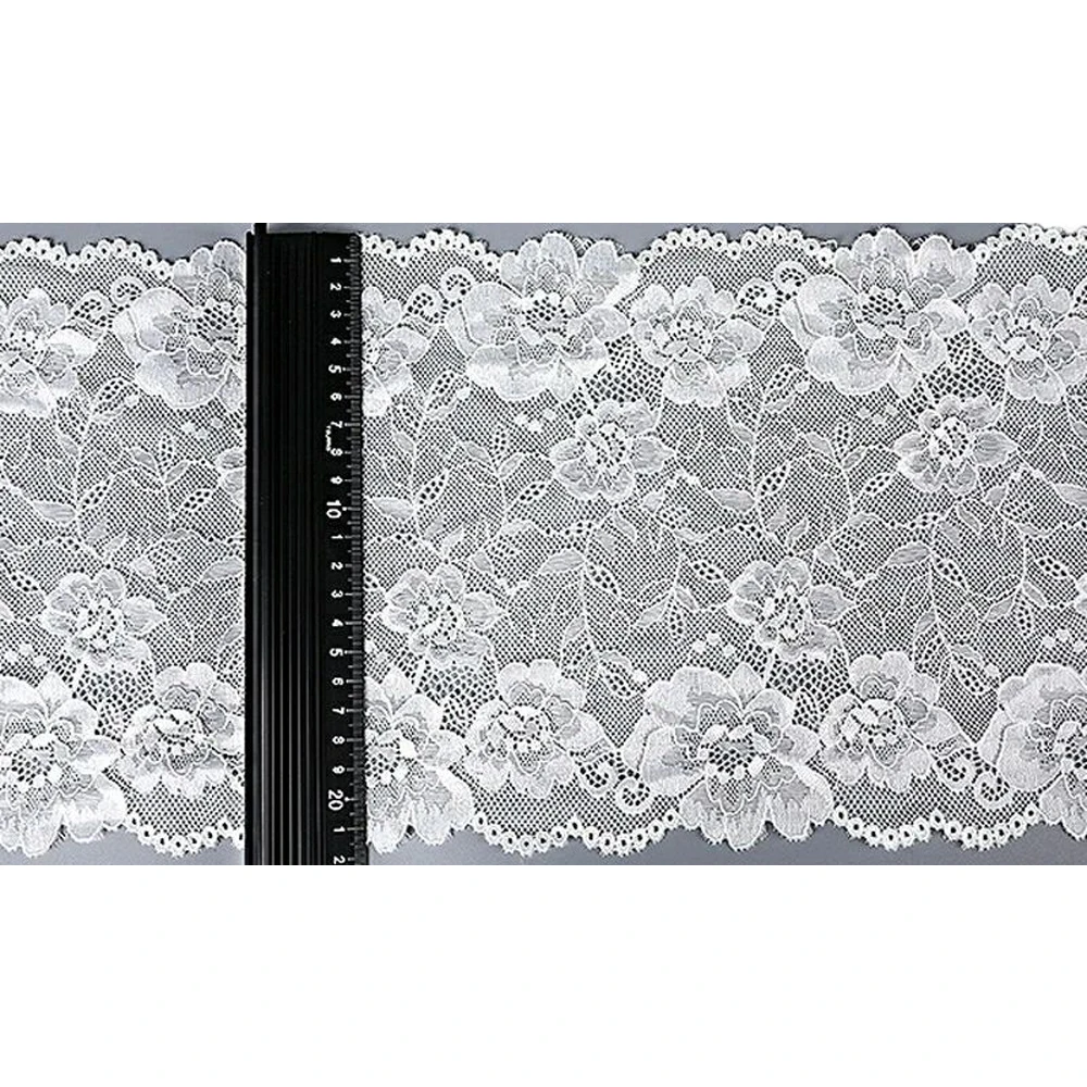 3 \ 5 Yards 21cm schwarz weiß Spitzens toff DIY Handwerk Nähen Dekoration Zubehör für Kleidungs stücke elastische Spitzen besatz – Detail 3