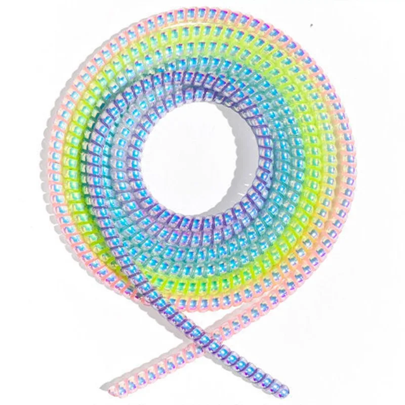Novo colorido espiral carregador cabo protetor universal envoltório linha de dados decoração enrolador para iphone samsung huawei xiaomi