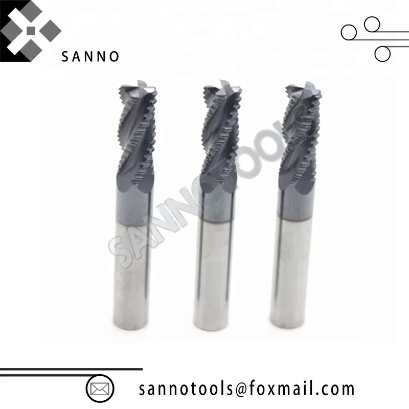 Tungsten steel cnc milling cutter 4 flutes hrc 45 degree roughing end mills suitable for roughing of steel and cast iron