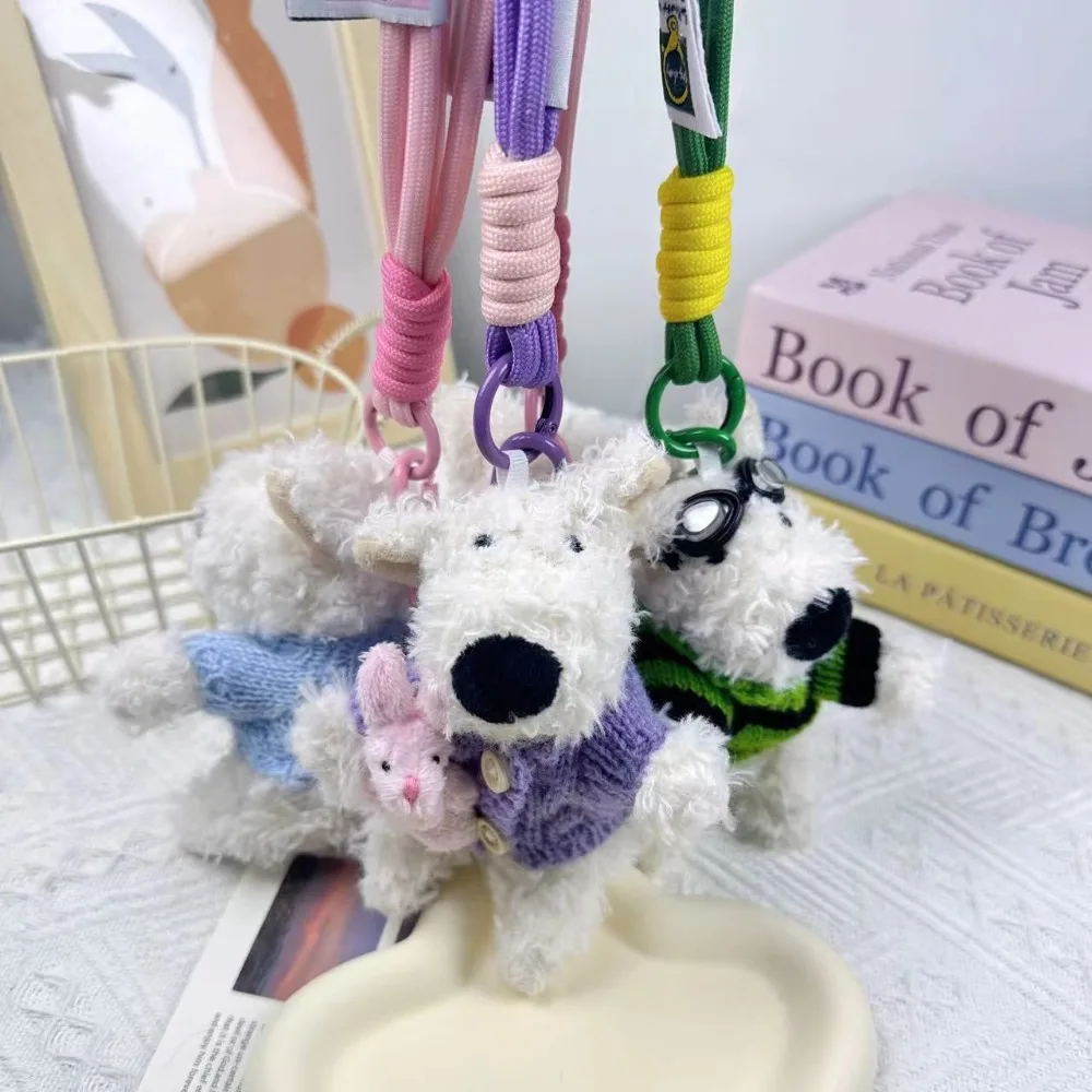 Bonecas de cachorro de pelúcia chaveiro dos desenhos animados animal carro pingente pequeno cão boneca chaveiros bonecas de cachorro de pelúcia peludo filhote de cachorro chaveiro