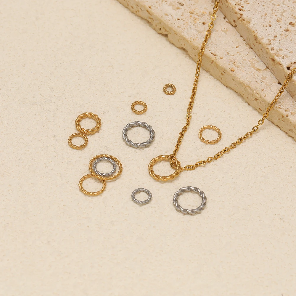 20-50 Stück Edelstahl-Drehseil-Kreisanhänger, Verbinder, geschlossene Biegeringe für DIY-Schmuckherstellung, Halsketten und Armbänder – Detail 4