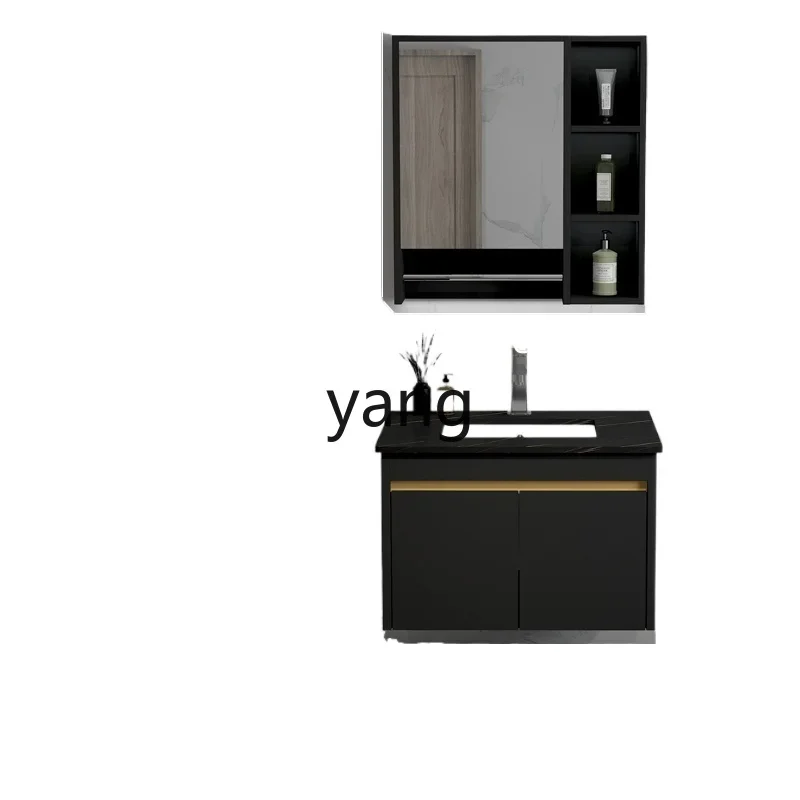 CX  modern simple bathroom cabinet light luxury solid wood bathroom washstand rock slab washbasin